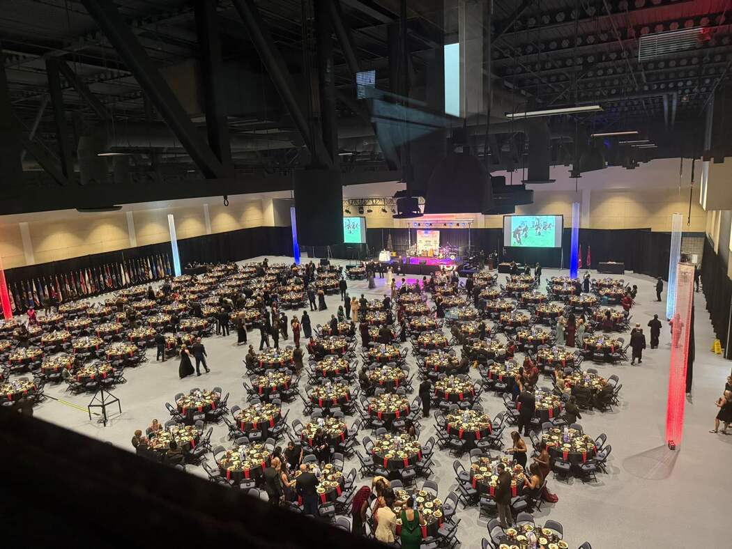 The National Ball room with tables laid out for the evening